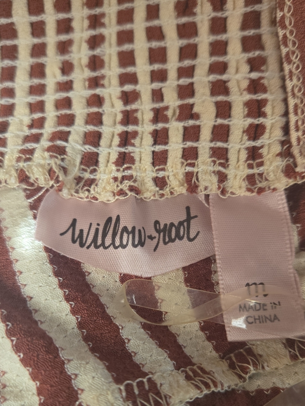 Willow Striped V-Neck Tie-Back Blouse in Brown and White - Picture 4 of 5